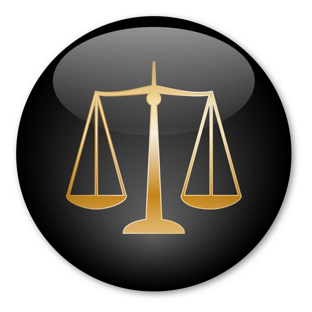 "Scales of Justice" button (Gold)